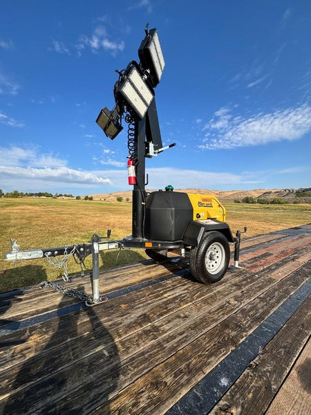 2022 Allmand NLV3GR (4) LED Light Fixture 350W, 23' Vertical Mast, 3kW Prime, Towable, Deep Sea L401, Leveling Jacks, Yanmar T4F 5.8hp