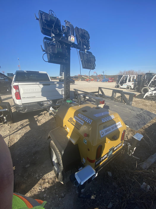 2022 Allmand NLV3GR (4) LED Light Fixture 350W, 23' Vertical Mast, 3kW Prime, Towable, Deep Sea L401, Leveling Jacks, Yanmar T4F 5.8hp