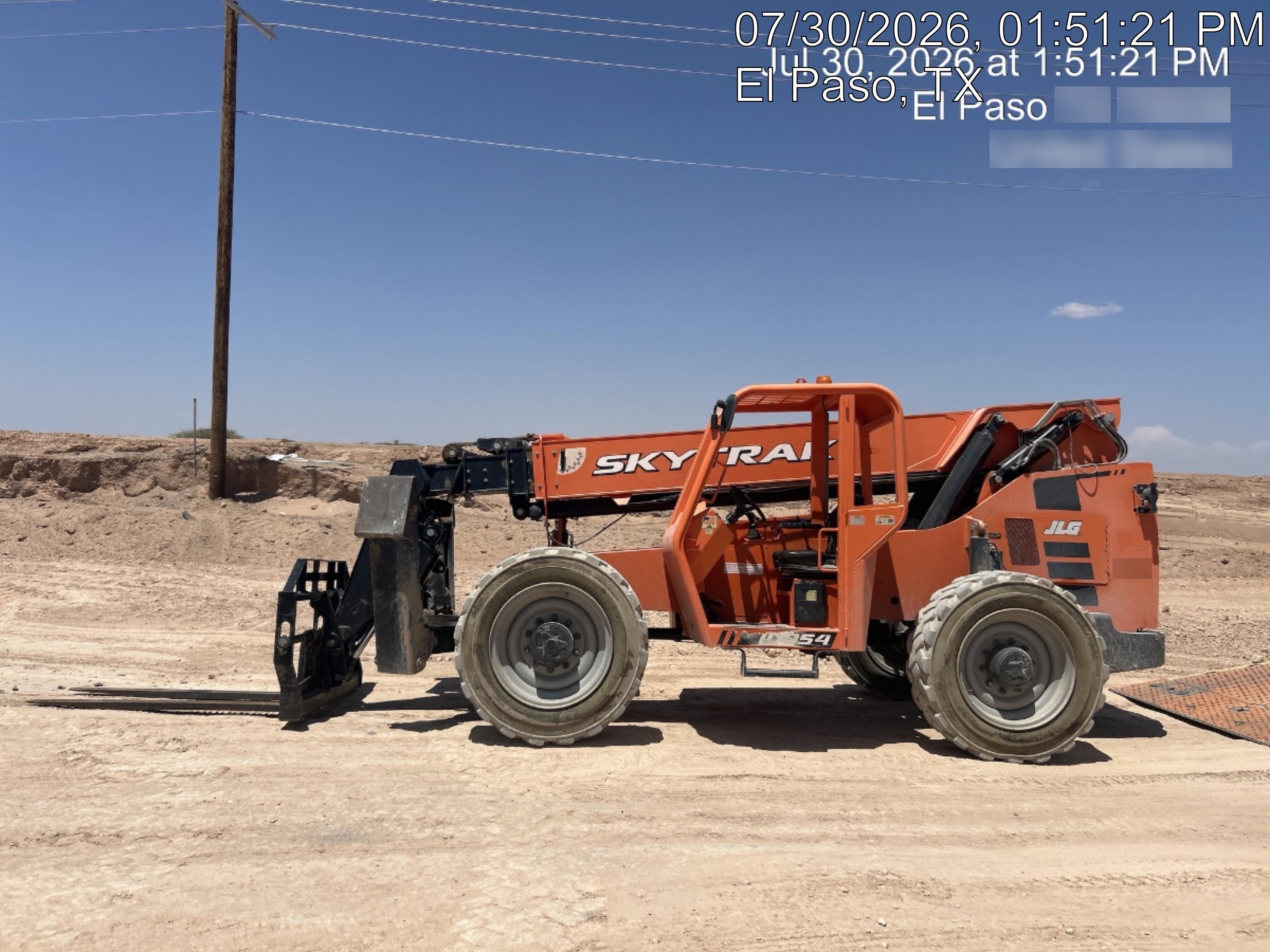 2018 Skytrak 10054 Skytrak 10054 10K Telehandler w/Open ROPS Solid Tires, LED Work Lights, Rotating Beacon, 60" Carriage/60" Forks