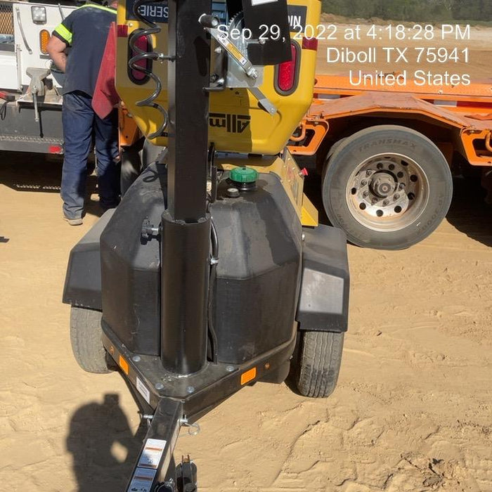 2022 Allmand NLV3GR (4) LED Light Fixture 350W, 23' Vertical Mast, 3kW Prime, Towable, Deep Sea L401, Leveling Jacks, Yanmar T4F 5.8hp