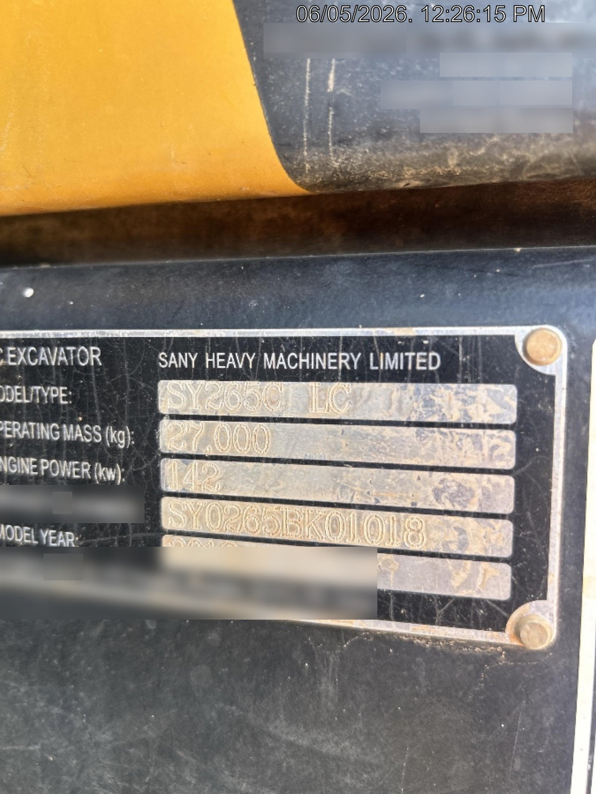 2019 SANY SY265C LC