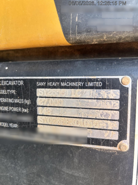 2019 SANY SY265C LC