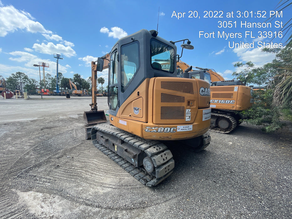 2015 Case CX80C CLOSED CAB, A/C,RUBBER TRACKS PADS,7'-2" ARM,THUMB