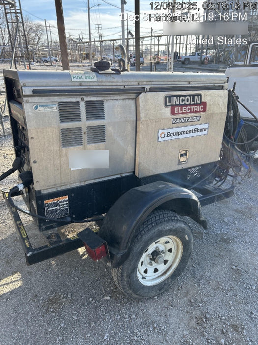 2019 Lincoln Electric Vantage 322 Welder Ready-Pak 3, Two wheel trailer, Fender and Light kit, Cable Rack