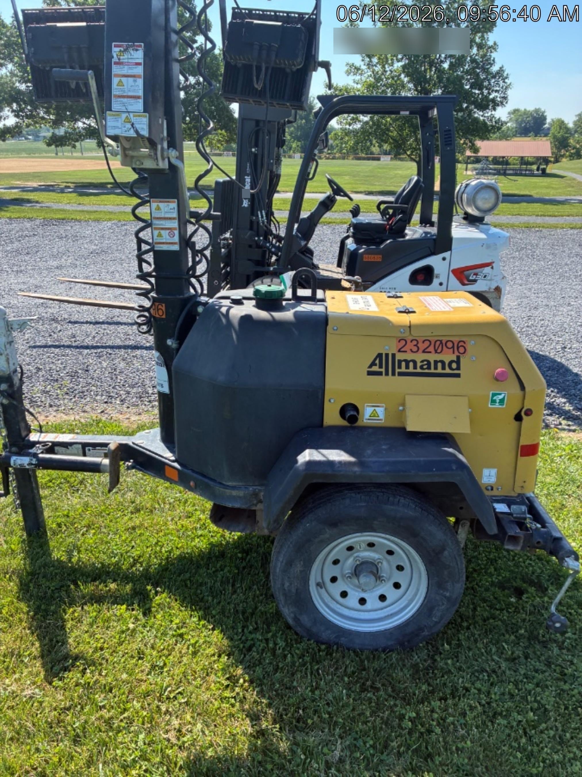 2022 Allmand NLV3GR (4) LED Light Fixture 350W, 23' Vertical Mast, 3kW Prime, Towable, Deep Sea L401, Leveling Jacks, Yanmar T4F 5.8hp