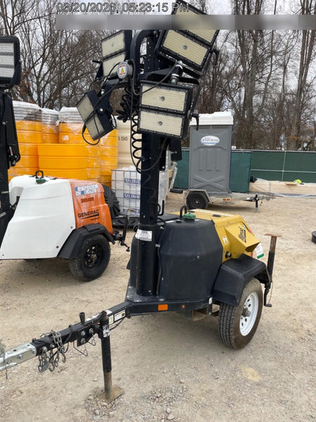 2021 Allmand NLV3GR (4) LED Light Fixture 350W, 23' Vertical Mast, 3kW Prime, Towable, Deep Sea L401, Leveling Jacks, Yanmar T4F 5.8hp