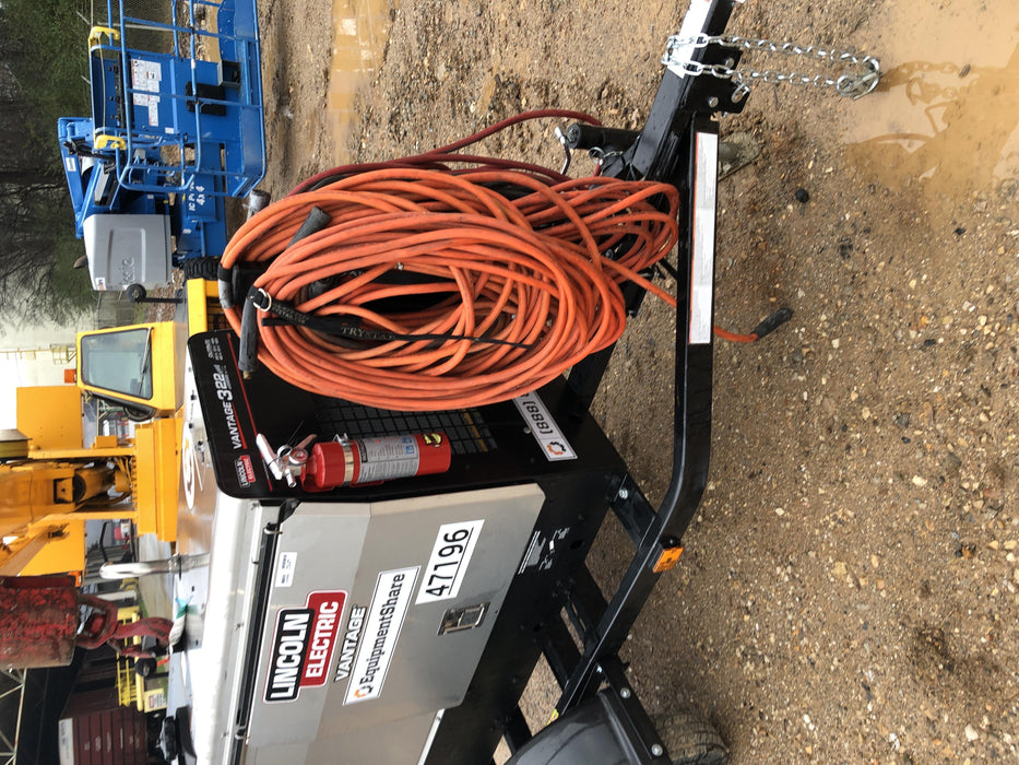 2019 Lincoln Electric Vantage 322 Ready-Pak 3, Two Wheel Trailer, Fender and Light Kit, Cable Rack