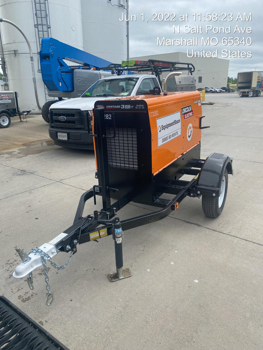 2021 Lincoln Electric Vantage 322 Vantage 322 Ready Pak 3 w/ Decals, ORANGE (includes trailer, cable rack, fender light kit) NO Telematics