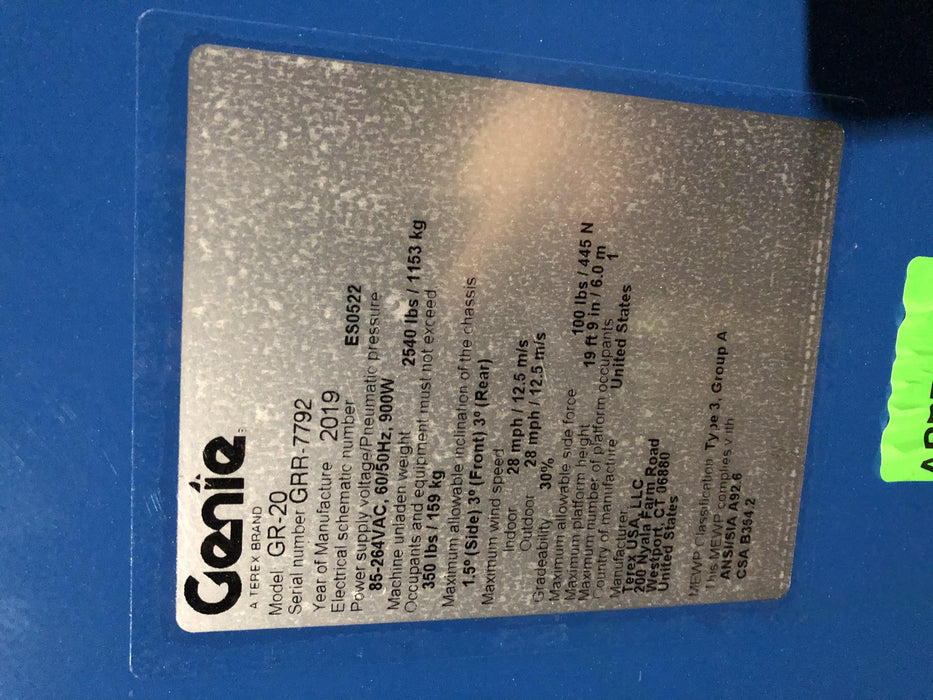 2019 GENIE GR-20