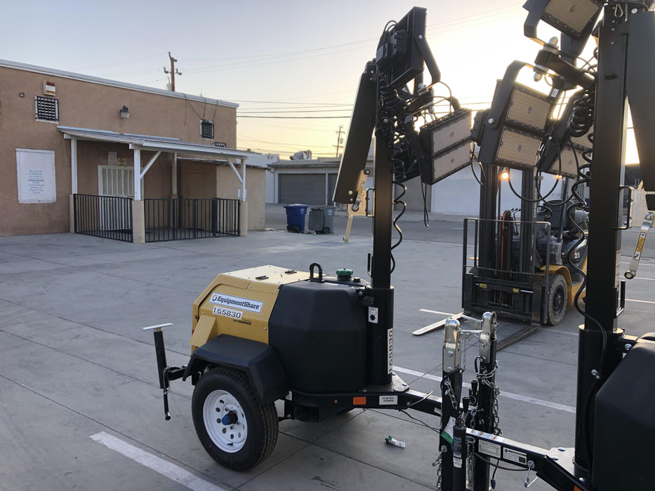 2021 Allmand NLV3GR (4) LED Light Fixture 350W, 23' Vertical Mast, 3kW Prime, Towable, Deep Sea L401, Leveling Jacks, Yanmar T4F 5.8hp