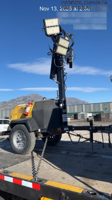 2021 Allmand NLV3GR (4) LED Light Fixture 350W, 23' Vertical Mast, 3kW Prime, Towable, Deep Sea L401, Leveling Jacks, Yanmar T4F 5.8hp