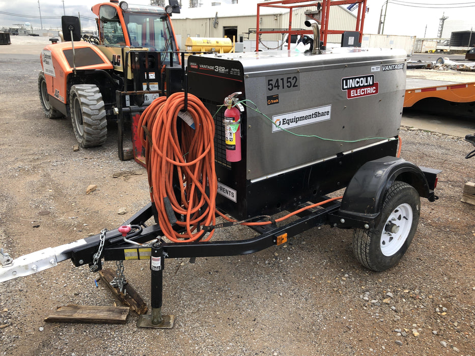 2019 Lincoln Electric Vantage 322 Welder Ready-Pak 3, Two wheel trailer, Fender and Light kit, Cable Rack