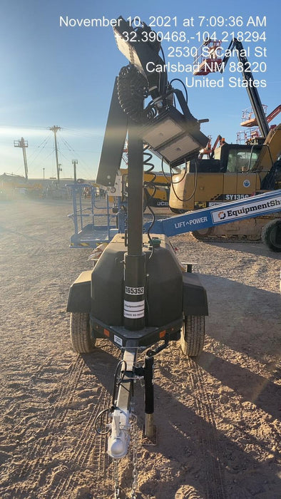 2021 Allmand NLV3GR (4) LED Light Fixture 350W, 23' Vertical Mast, 3kW Prime, Towable, Deep Sea L401, Leveling Jacks, Yanmar T4F 5.8hp