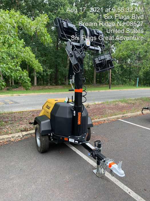 2021 Allmand NLV3GR (4) LED Light Fixture 350W, 23' Vertical Mast, 3kW Prime, Towable, Deep Sea L401, Leveling Jacks, Yanmar T4F 5.8hp