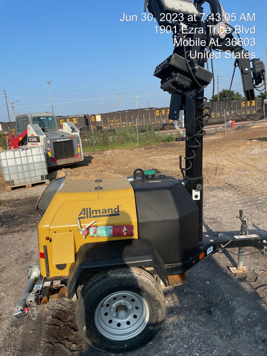 2022 Allmand NLV3GR (4) LED Light Fixture 350W, 23' Vertical Mast, 3kW Prime, Towable, Deep Sea L401, Leveling Jacks, Yanmar T4F 5.8hp
