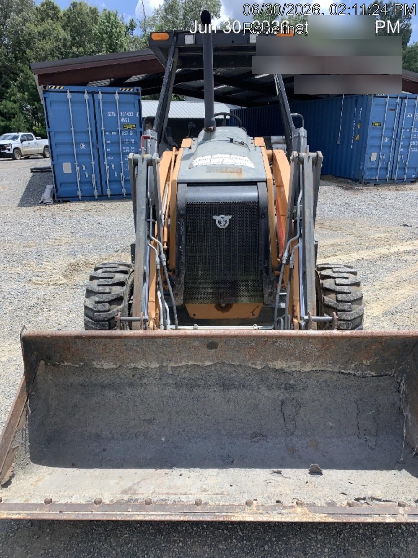 2019 Case 570N EP Canopy, 4WD, GP Front Bucket, Dual Tilt Cylinder, 84" Box Blade w/ Scarifier, Wheel Weights, Beacon