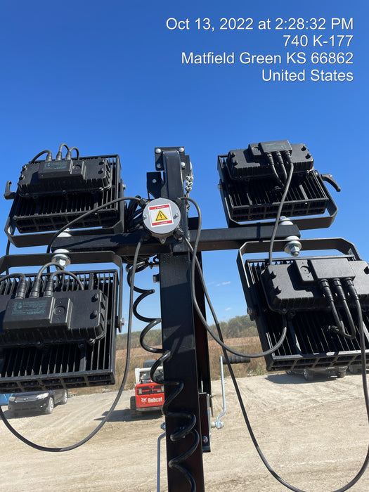 2022 Allmand NLV3GR (4) LED Light Fixture 350W, 23' Vertical Mast, 3kW Prime, Towable, ES Decals, T3