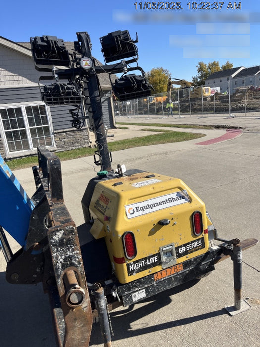 2022 Allmand NLV3GR (4) LED Light Fixture 350W, 23' Vertical Mast, 3kW Prime, Towable, Deep Sea L401, Leveling Jacks, Yanmar T4F 5.8hp