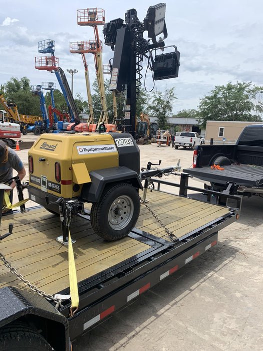 2022 Allmand NLV3GR (4) LED Light Fixture 350W, 23' Vertical Mast, 3kW Prime, Towable, Deep Sea L401, Leveling Jacks, Yanmar T4F 5.8hp