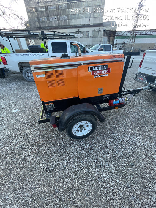 2021 Lincoln Electric Vantage 322 Vantage 322 Ready Pak 3 w/ Decals, ORANGE (includes trailer, cable rack, fender light kit) NO Telematics