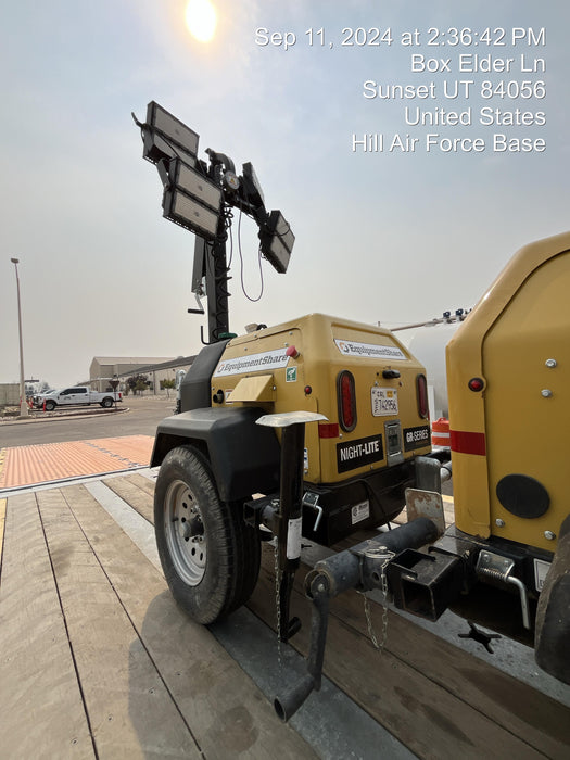2022 Allmand NLV3GR (4) LED Light Fixture 350W, 23' Vertical Mast, 3kW Prime, Towable, Deep Sea L401, Leveling Jacks, Yanmar T4F 5.8hp