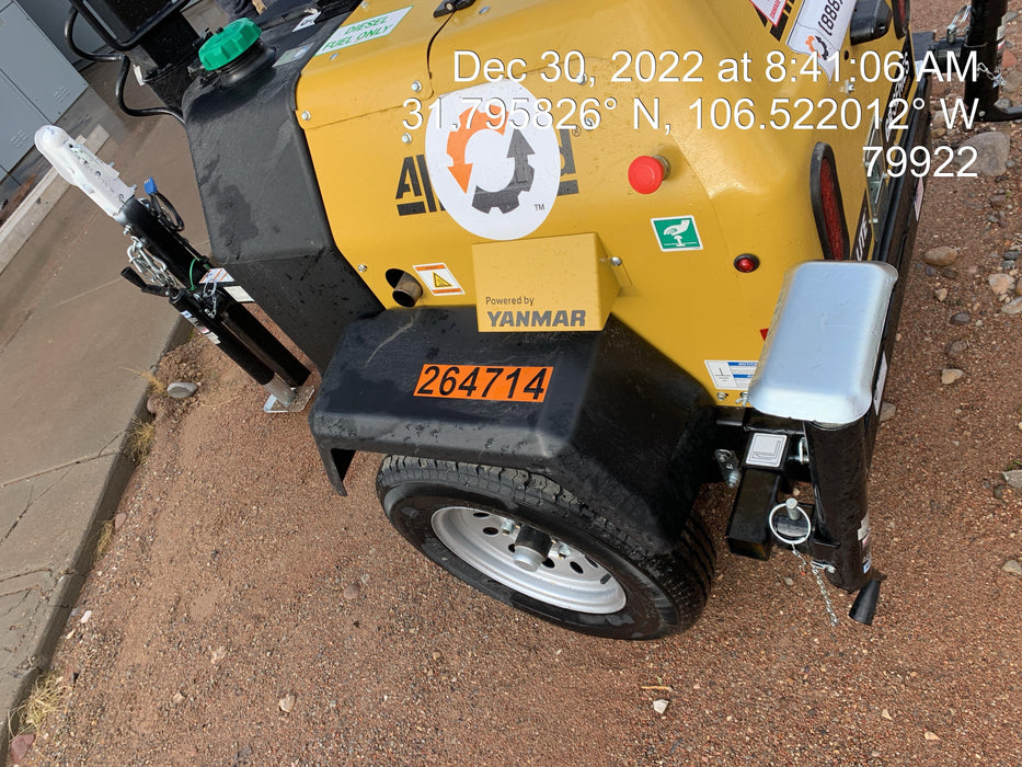 2022 Allmand NLV3GR (4) LED Light Fixture 350W, 23' Vertical Mast, 3kW Prime, Towable, ES Decals, T3