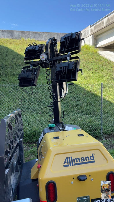 2022 Allmand NLV3GR (4) LED Light Fixture 350W, 23' Vertical Mast, 3kW Prime, Towable, Deep Sea L401, Leveling Jacks, Yanmar T4F 5.8hp