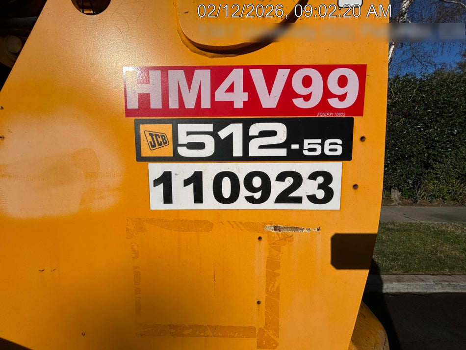 2020 JCB 512-56 Canopy, 74Hp, Solid Tires, Work Lights, Beacon, Aux Hydraulics, Back up Alarm, Lifting Eye, ES Decals