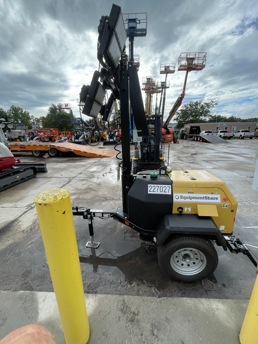 2022 Allmand NLV3GR (4) LED Light Fixture 350W, 23' Vertical Mast, 3kW Prime, Towable, Deep Sea L401, Leveling Jacks, Yanmar T4F 5.8hp