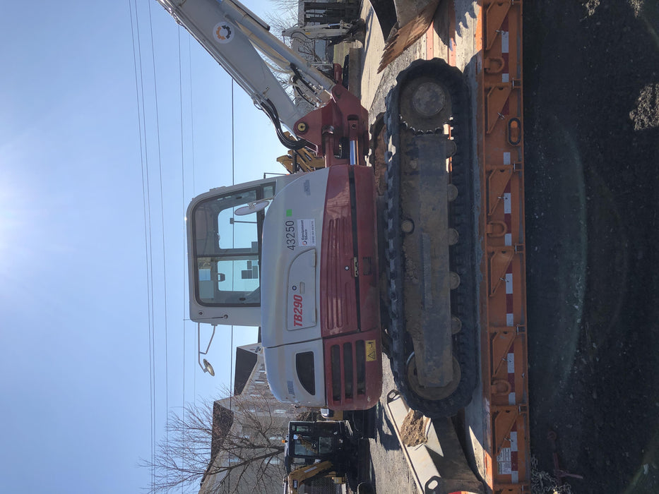 2019 Takeuchi TB290 Cab/Heat/AC Rubber tracks, Dozer blade, Travel alarm, Auxiliary hydraulics w/Manual QC, Hydraulic thumb, 18", 24", and 36" Buckets