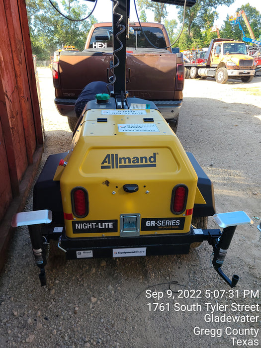 2022 Allmand NLV3GR (4) LED Light Fixture 350W, 23' Vertical Mast, 3kW Prime, Towable, Deep Sea L401, Leveling Jacks, Yanmar T4F 5.8hp