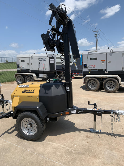 2022 Allmand NLV3GR (4) LED Light Fixture 350W, 23' Vertical Mast, 3kW Prime, Towable, Deep Sea L401, Leveling Jacks, Yanmar T4F 5.8hp