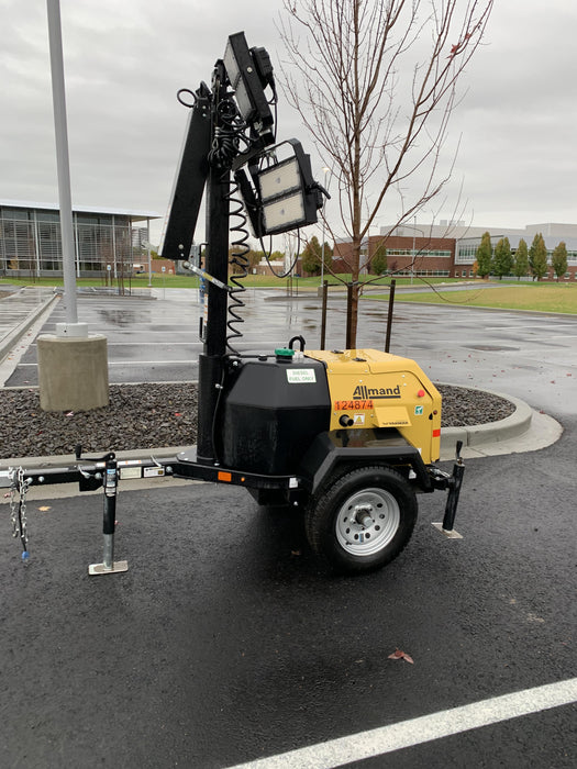 2020 Allmand NLV3GR (4) LED Light Fixture 350W, 23' Vertical Mast, 3kW Prime, Towable, Deep Sea L401, Leveling Jacks, Yanmar T4F 5.8hp