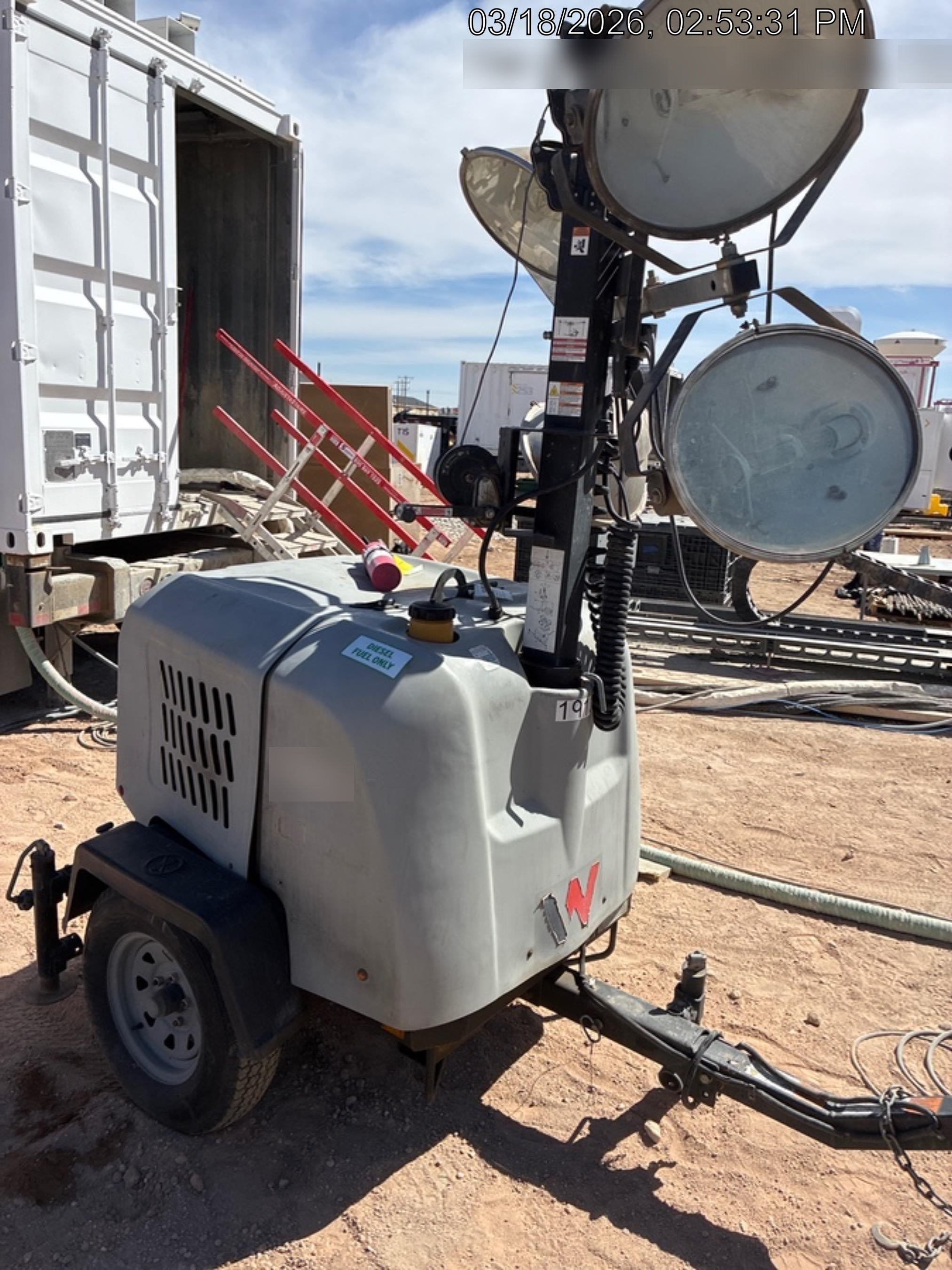 2018 Wacker Neuson LTV6L-MH Wacker Neuson LTV6L Mobile Light Tower w/Fuel Level Sensor Installed