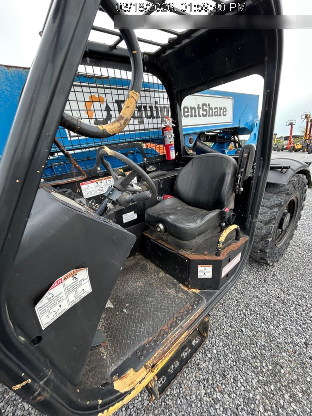 2019 Genie GTH-844 Canopy, Solid RT Tires, LED Work Lights, Beacon 60" QA Carriage, 48" Forks