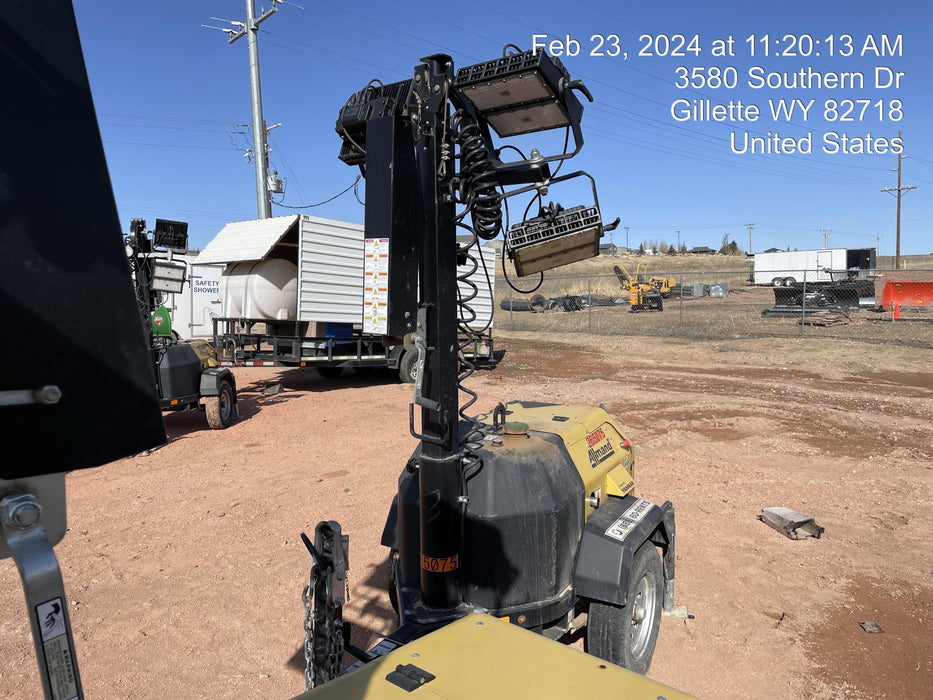 2022 Allmand NLV3GR (4) LED Light Fixture 350W, 23' Vertical Mast, 3kW Prime, Towable, ES Decals, T3