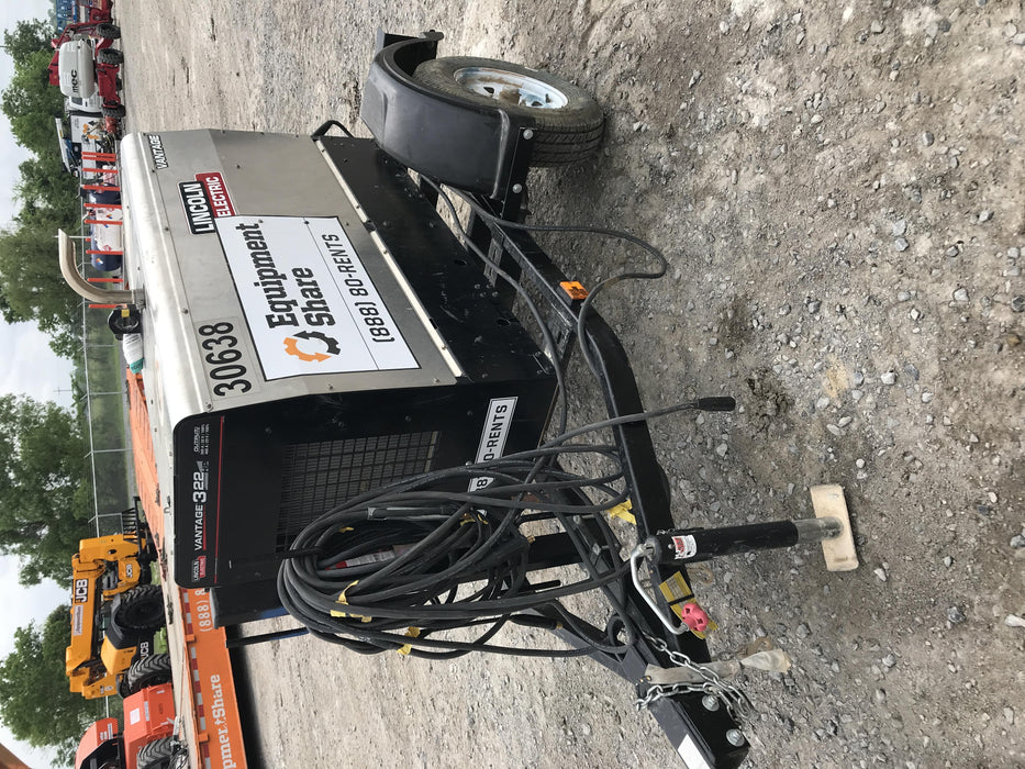 2019 Lincoln Electric Vantage 322 Welder Ready-Pak 3, Two wheel trailer, Fender and Light kit, Cable Rack