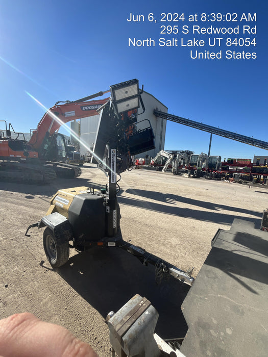 2021 Allmand NLV3GR (4) LED Light Fixture 350W, 23' Vertical Mast, 3kW Prime, Towable, Deep Sea L401, Leveling Jacks, Yanmar T4F 5.8hp