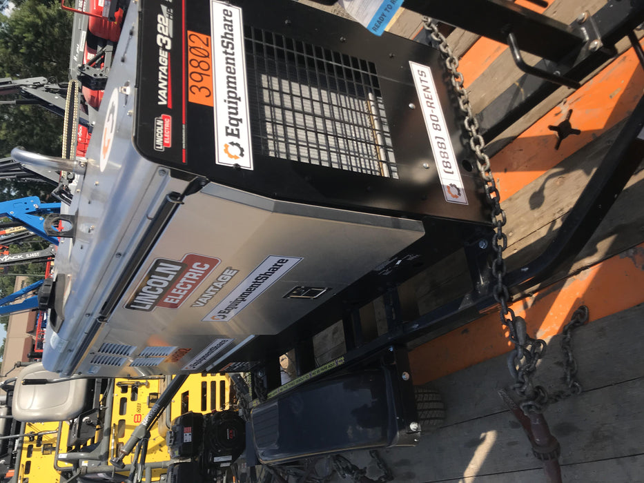 2019 Lincoln Electric Vantage 322 Welder Ready-Pak 3, Two wheel trailer, Fender and Light kit, Cable Rack