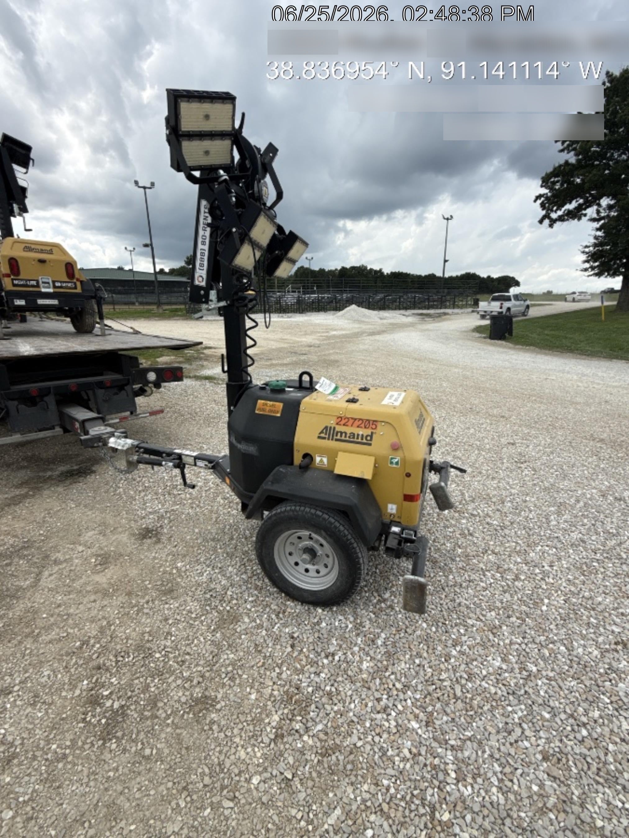 2022 Allmand NLV3GR (4) LED Light Fixture 350W, 23' Vertical Mast, 3kW Prime, Towable, Deep Sea L401, Leveling Jacks, Yanmar T4F 5.8hp