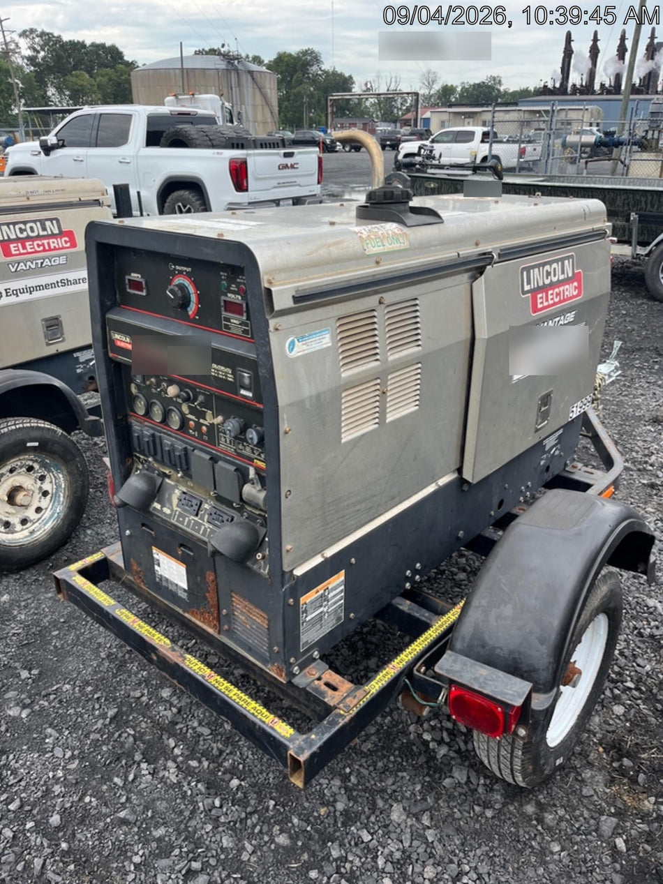 2019 Lincoln Electric Vantage 322 Welder Ready-Pak 3, Two wheel trailer, Fender and Light kit, Cable Rack