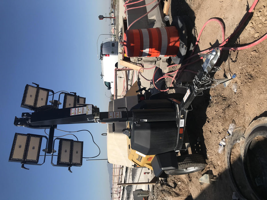 2021 Allmand NLV3GR (4) LED Light Fixture 350W, 23' Vertical Mast, 3kW Prime, Towable, Deep Sea L401, Leveling Jacks, Yanmar T4F 5.8hp