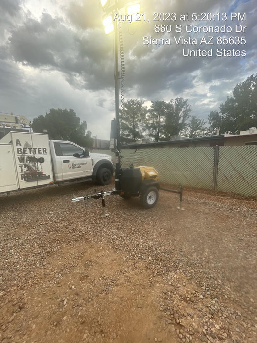 2021 Allmand NLV3GR (4) LED Light Fixture 350W, 23' Vertical Mast, 3kW Prime, Towable, Deep Sea L401, Leveling Jacks, Yanmar T4F 5.8hp