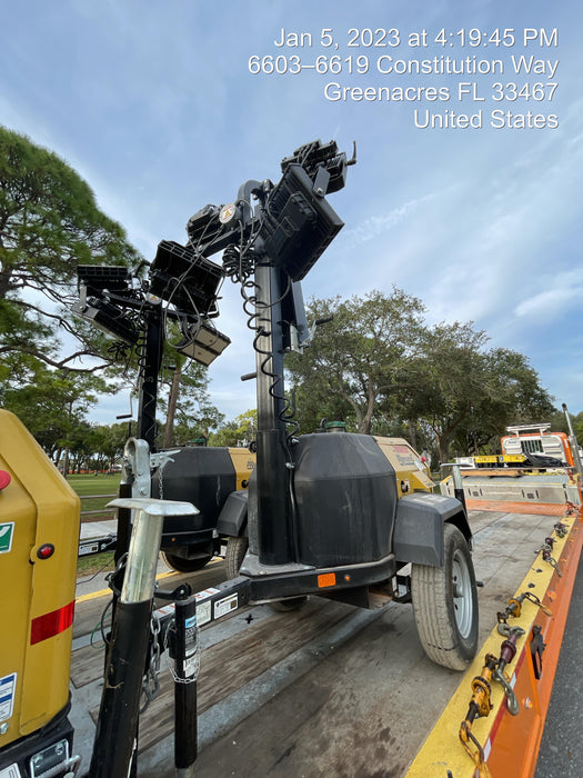 2022 Allmand NLV3GR (4) LED Light Fixture 350W, 23' Vertical Mast, 3kW Prime, Towable, ES Decals, T3