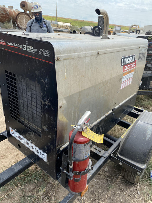 2019 Lincoln Electric Vantage 322 Ready-Pak 3, Two Wheel Trailer, Fender and Light Kit, Cable Rack