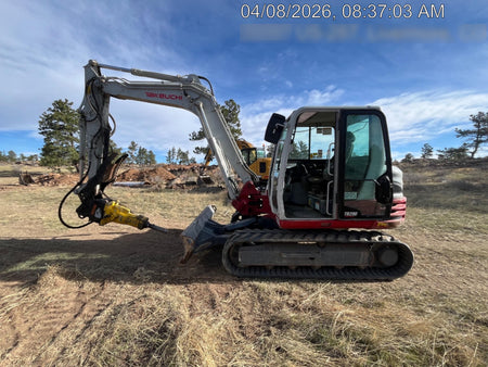 2019 Takeuchi TB290 Cab, AC, Rubber Tracks, Dozer Blade, Travel Alarm, Control Pattern Change Valve, Auxiliary Hydraulics w/18" Quick Coupler Bucket with teeth, 6.2 cu. ft. capacity/24" Quick Coupler Bucket with teeth, 8.6 cu. ft. capacity/36" Quick Coupler Bucket with teeth, 13.4 cu. ft. capacity, Quick Coupler, Hydraulic Thumb Installed