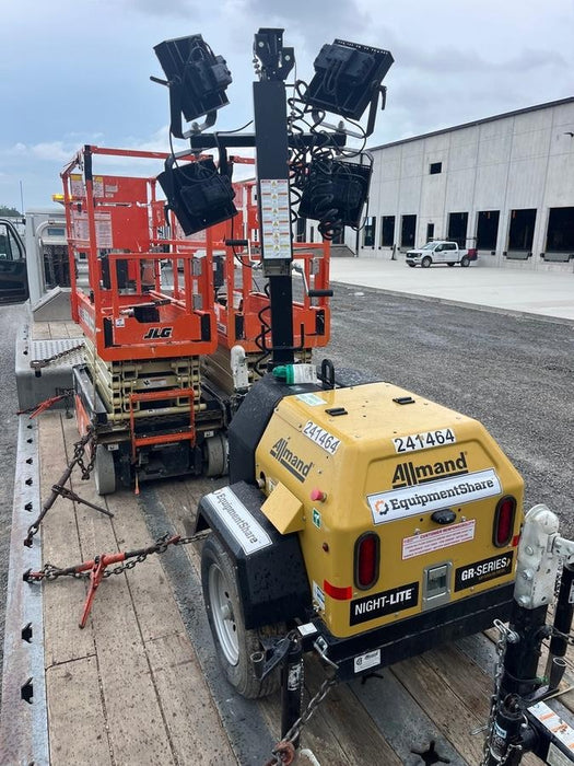 2022 Allmand NLV3GR (4) LED Light Fixture 350W, 23' Vertical Mast, 3kW Prime, Towable, Deep Sea L401, Leveling Jacks, Yanmar T4F 5.8hp