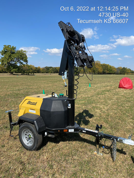 2022 Allmand NLV3GR (4) LED Light Fixture 350W, 23' Vertical Mast, 3kW Prime, Towable, ES Decals, T3