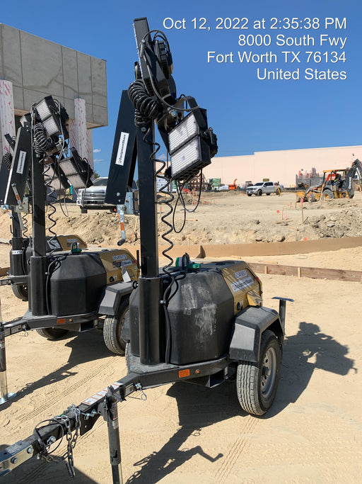 2022 Allmand NLV3GR (4) LED Light Fixture 350W, 23' Vertical Mast, 3kW Prime, Towable, ES Decals, T3