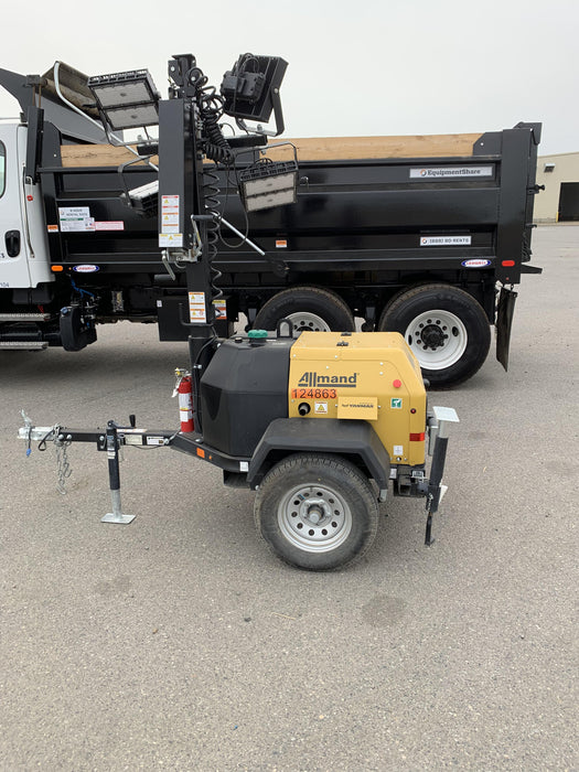 2020 Allmand NLV3GR (4) LED Light Fixture 350W, 23' Vertical Mast, 3kW Prime, Towable, Deep Sea L401, Leveling Jacks, Yanmar T4F 5.8hp